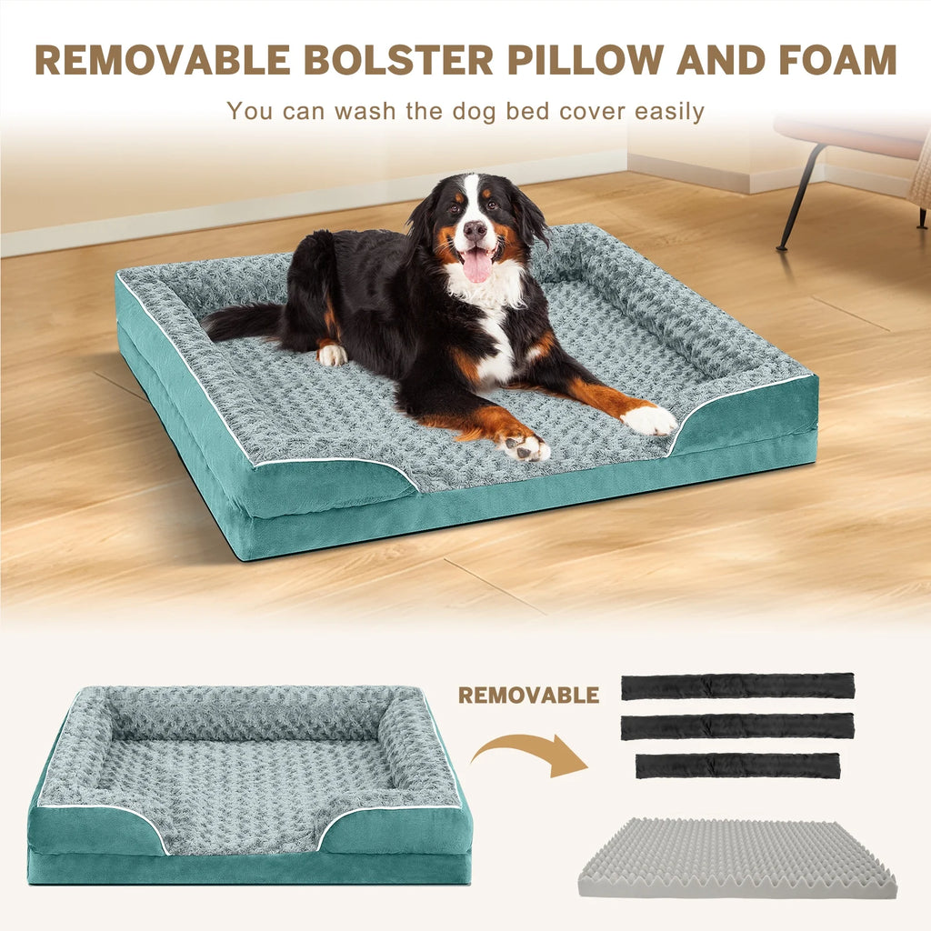 Orthopedic Waterproof Dog Bed with Removable Washable Cover Supportive Foam M to XXL