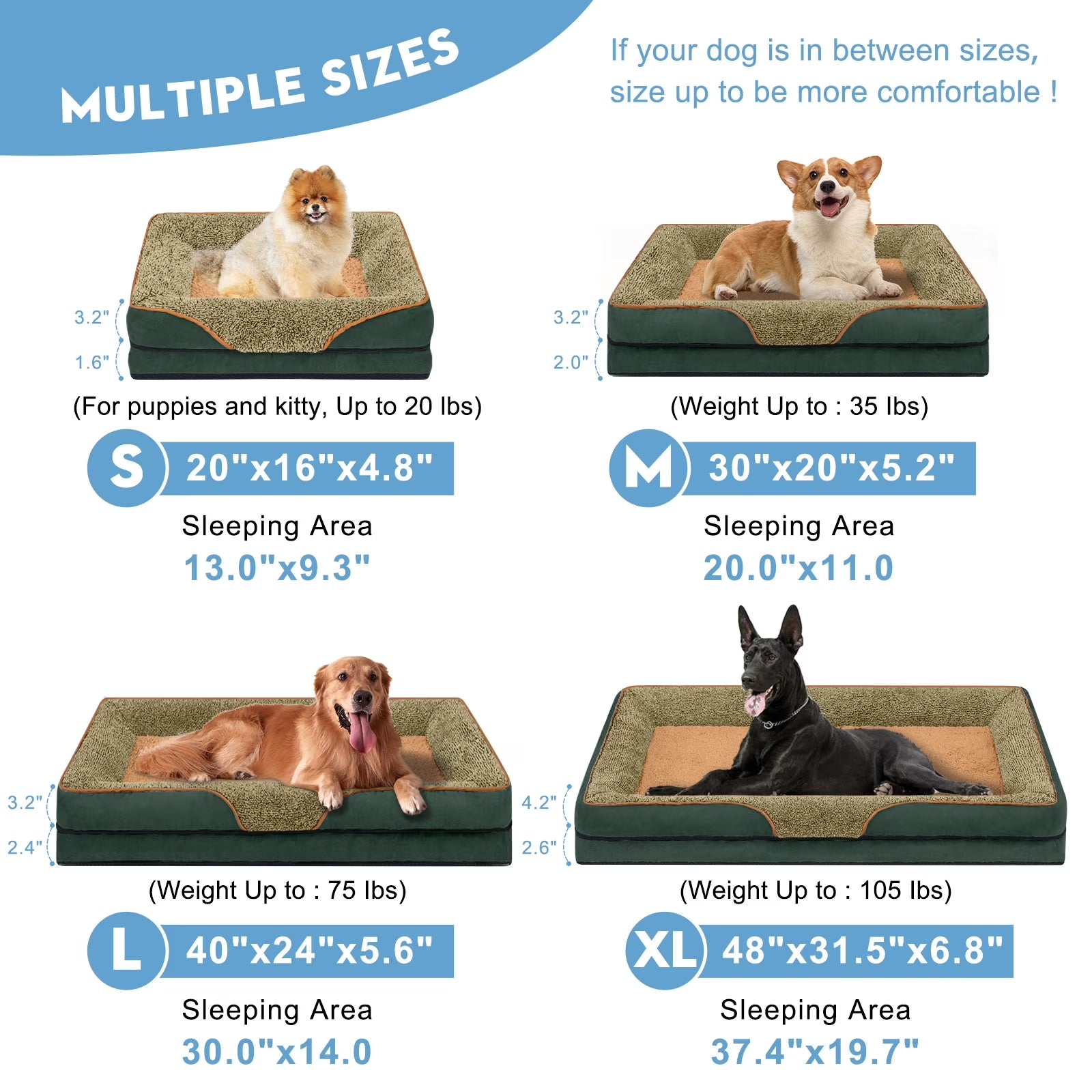 Large Dogs Orthopedic Pet Bed with Removable Washable Cover Non Skid Bottom