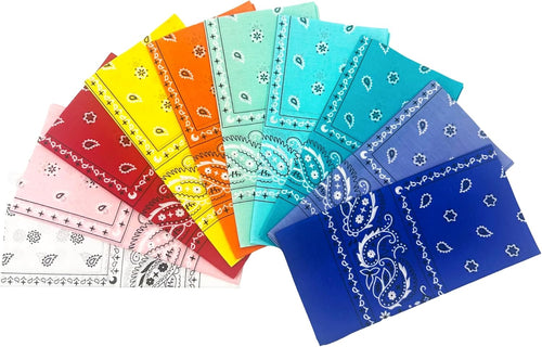 100% Cotton 10 Pack Fine Bandanas
