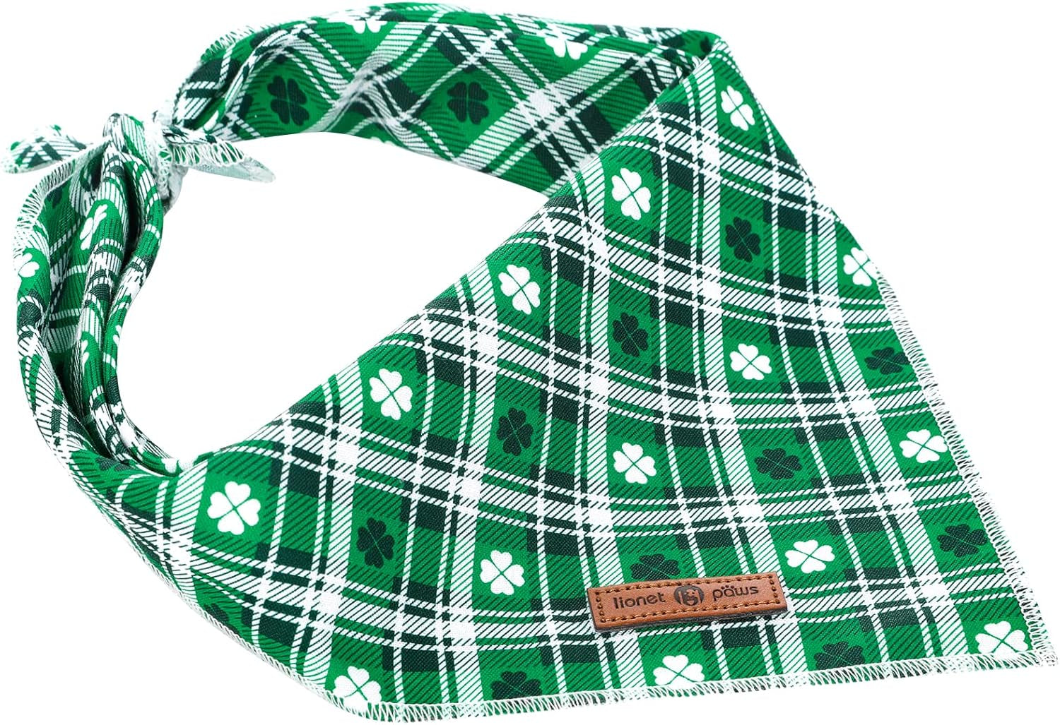 St Patricks Dog Bandana for Small Medium Large Dogs, Cat Dog Kerchief Triangle Green Clover Bibs Scarf for Girl Boy