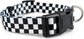 Checkered Pattern Dog Collar in Black & White - Adjustable Dog Collar for Boy and Girl Dogs with Quick Release Buckle by , Small