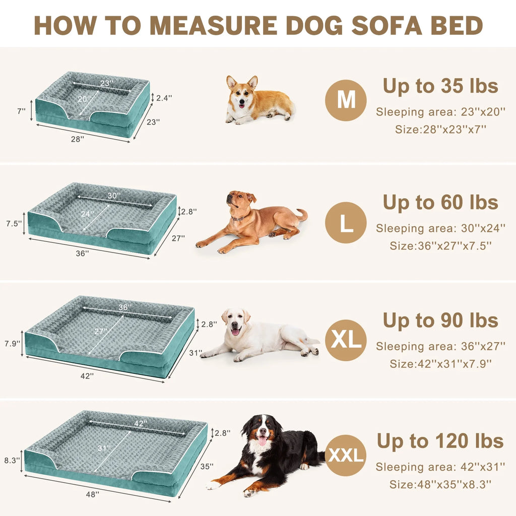 Orthopedic Waterproof Dog Bed with Removable Washable Cover Supportive Foam M to XXL
