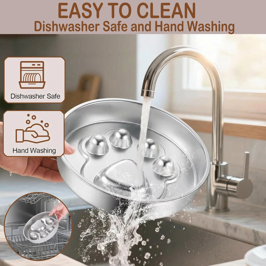 Slow Feeder Dog Bowls Large Breed, Food Grade 304 Stainless Steel Dog Bowls with Non-Slip Base, Maze Pet Dish to Slow down Eating, Metal Slow Feeder Dog Bowl