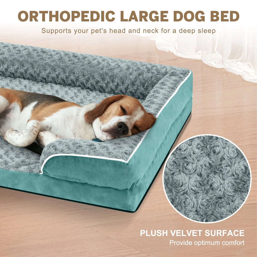 Orthopedic Waterproof Dog Bed with Removable Washable Cover Supportive Foam M to XXL
