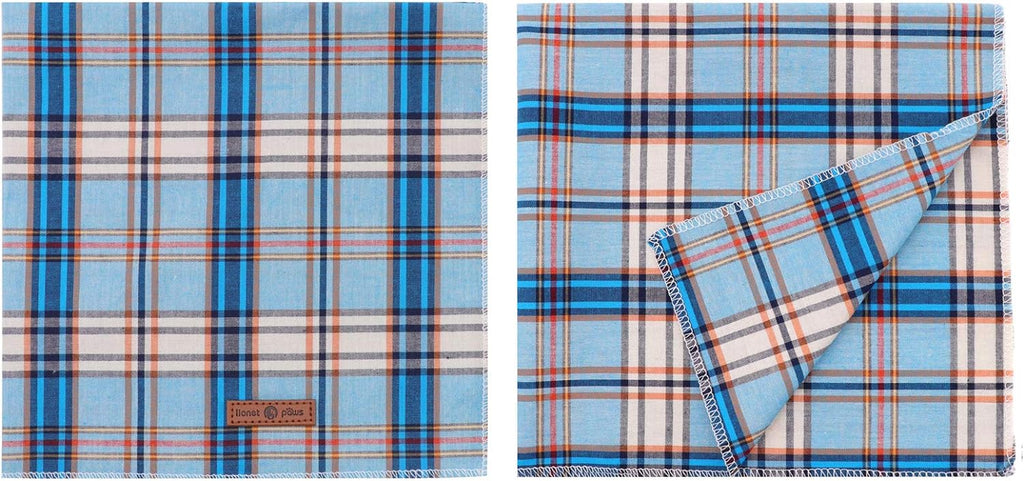 Dog Bandana for Small Medium Large Dogs, Cat Kerchief Blue Plaid, Triangle Bibs Scarf for Girl or Boy