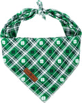 St Patricks Dog Bandana for Small Medium Large Dogs, Cat Dog Kerchief Triangle Green Clover Bibs Scarf for Girl Boy