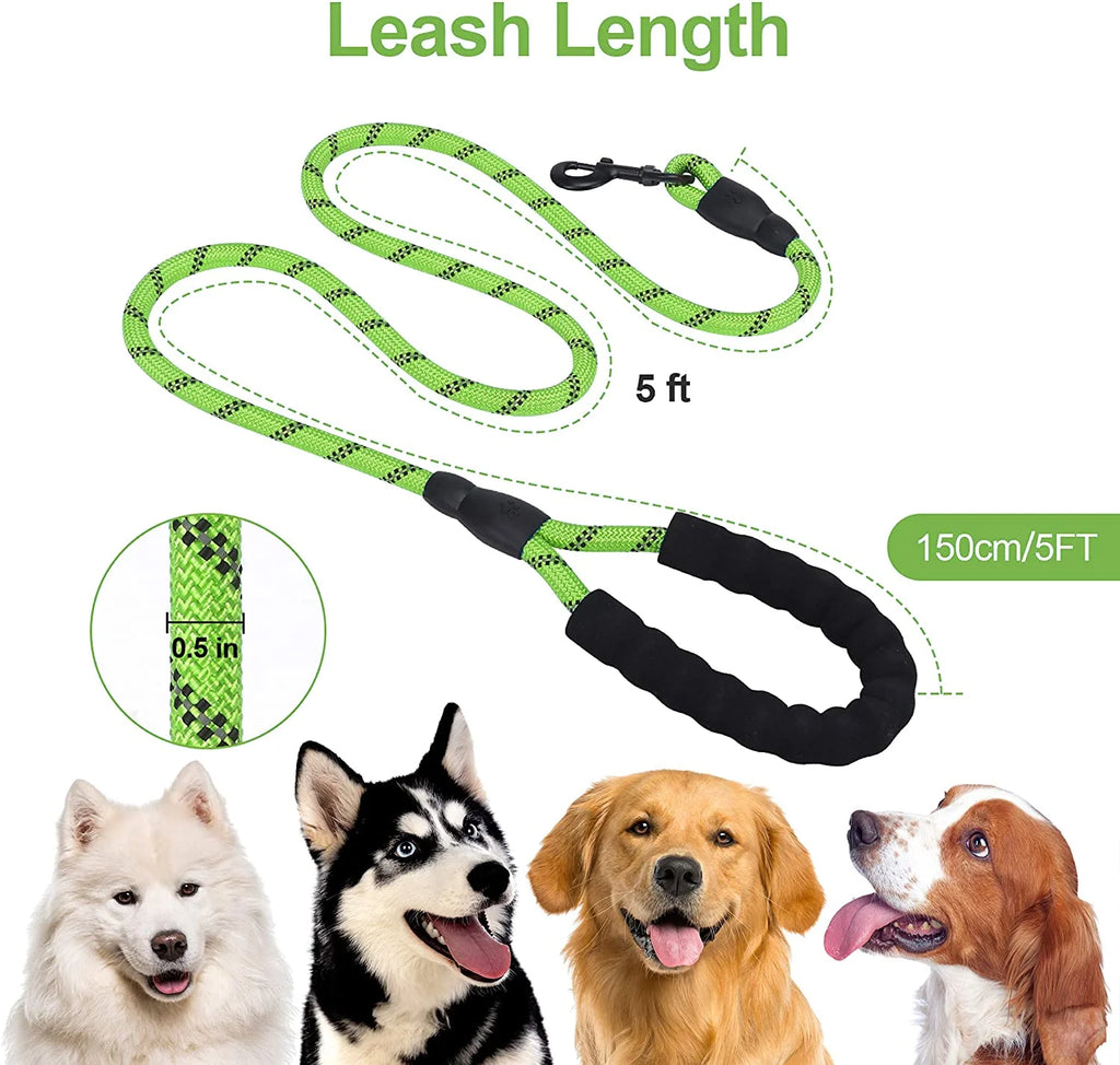Reflective Strong Rope Dog Leash (5 FT)GREEN