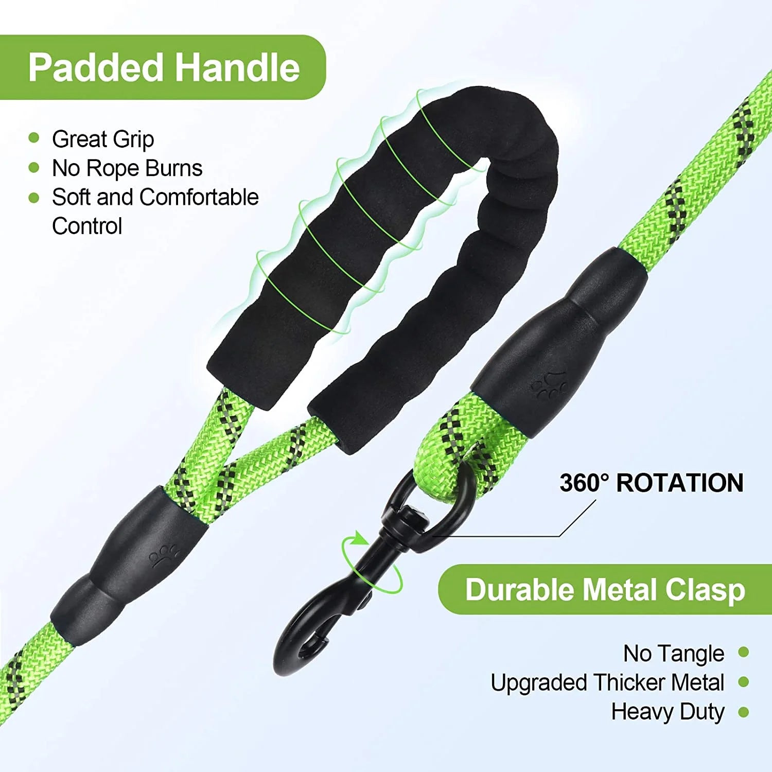 Reflective Strong Rope Dog Leash (5 FT)GREEN