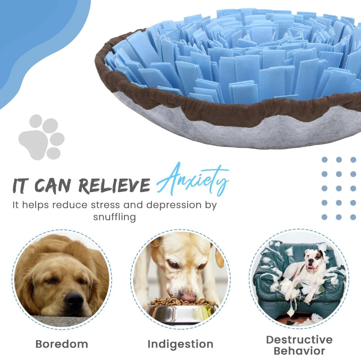 Adjustable Snuffle Mat for Dogs, with Suction Cup, Dog Enrichment Toys, Encourage Dogs Foraging Skills & Slow Eating